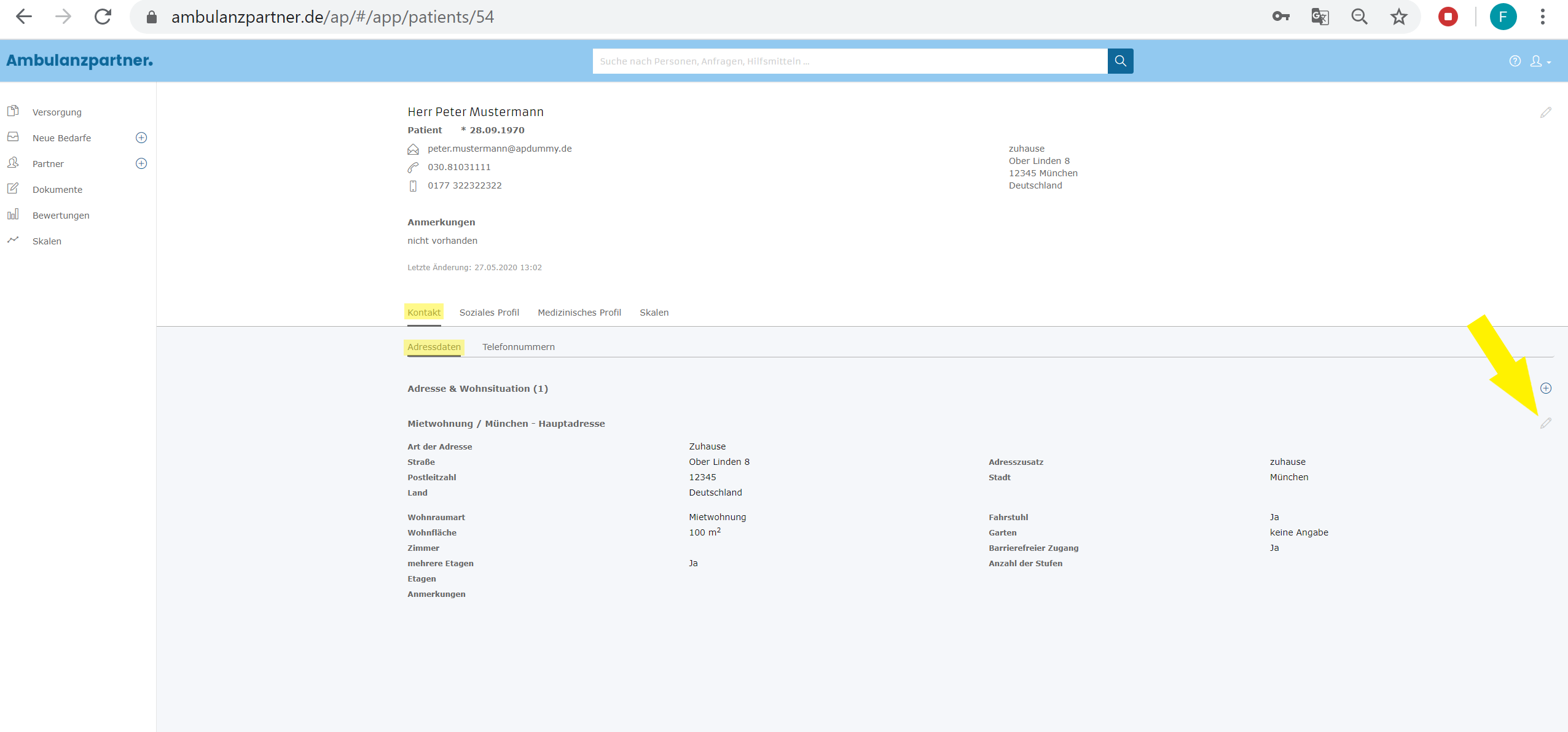 Adresse bearbeiten