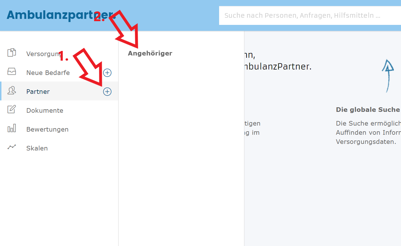 Partner hinzufügen - Angehöriger