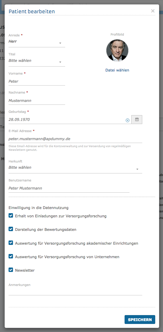 Patient bearbeiten